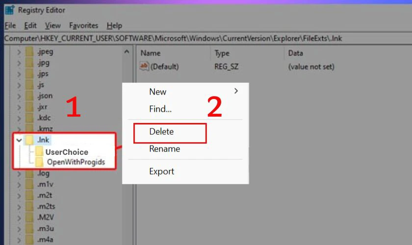 Xóa User Choice