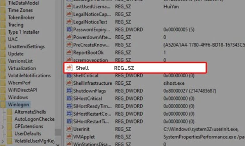 Mở cửa sổ Edit String