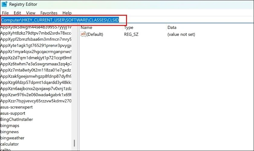 Trong cửa sổ Windows Registry, sao chép đường dẫn dán vào