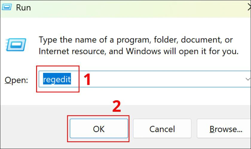 Mở trình chỉnh sửa Registry Editor