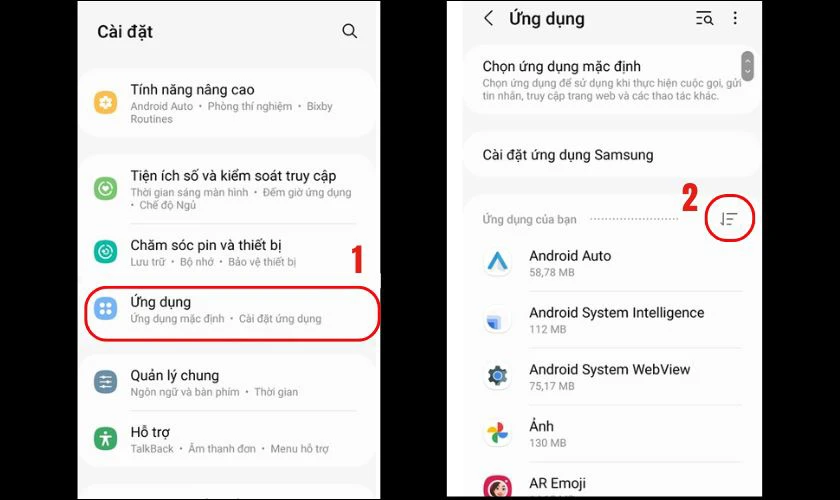 Trong mục Ứng dụng hãy nhấn chọn vào biểu tượng Bộ lọc