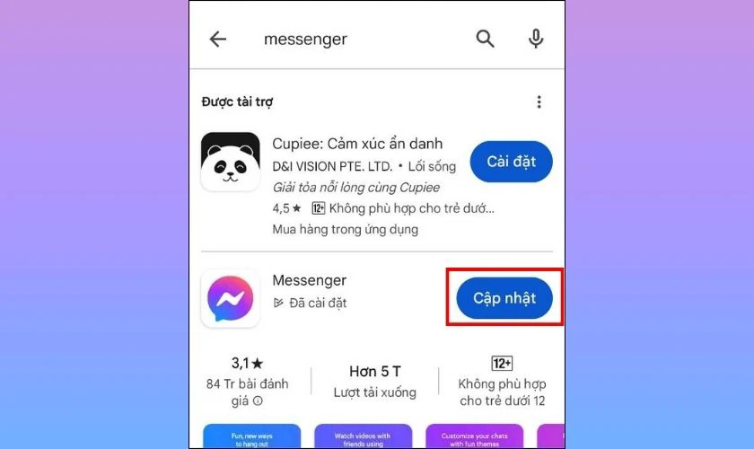 Nếu thấy có phiên bản mới, hãy nhấn vào nút Cập nhật