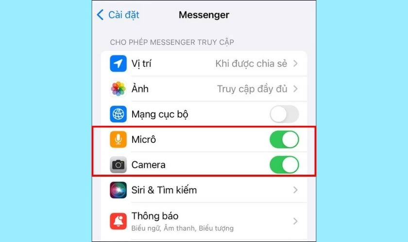 Bật quyền truy cập của Micro v&agrave; M&aacute;y ảnh