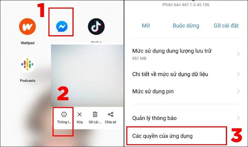 Cấp quyền truy cập camera v&agrave; micro cho Messenger