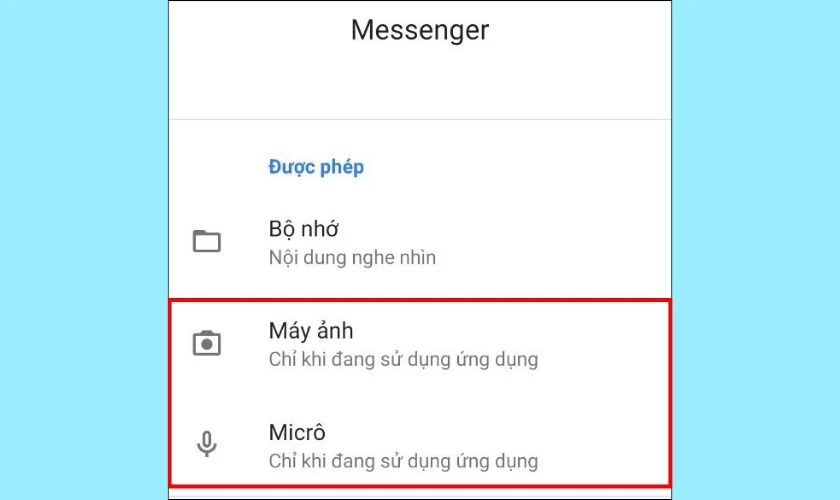 Cho ph&eacute;p quyền truy cập của M&aacute;y ảnh v&agrave; Micro