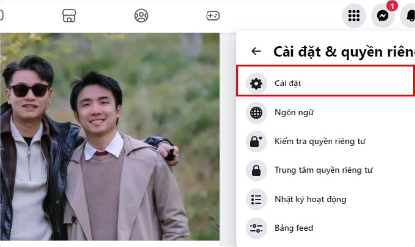 Chọn mục Cài đặt