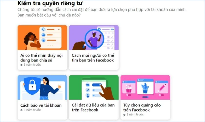 Chọn v&agrave;o Kiểm tra quyền ri&ecirc;ng tư v&agrave; xem x&eacute;t c&aacute;c c&agrave;i đặt