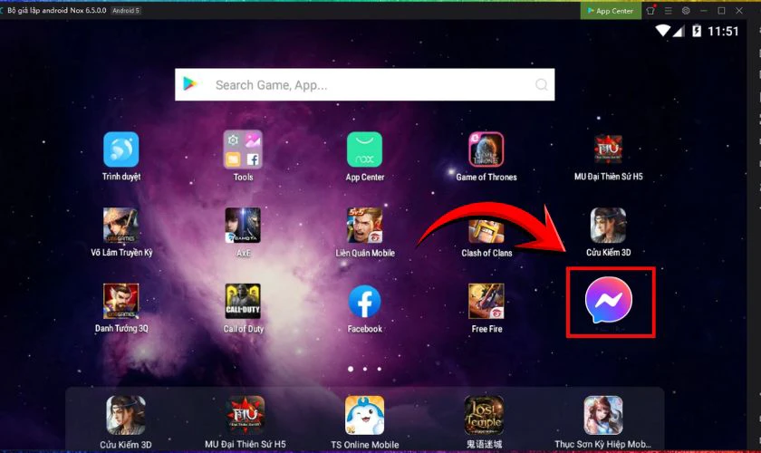 Sử dụng giả lập Android để cài Messenger