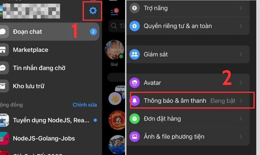 Tiến hành cuộn xuống và tìm kiếm mục Thông báo & âm thanh