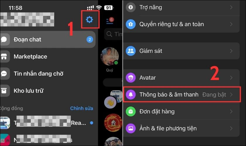 Kéo xuống và chọn Thông báo và âm thanh