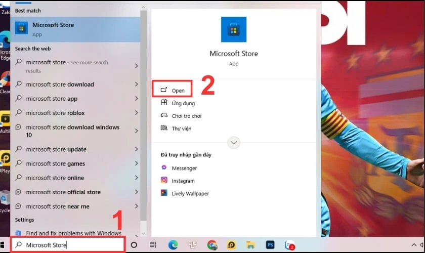 Mở Microsoft Store tr&ecirc;n m&aacute;y t&iacute;nh