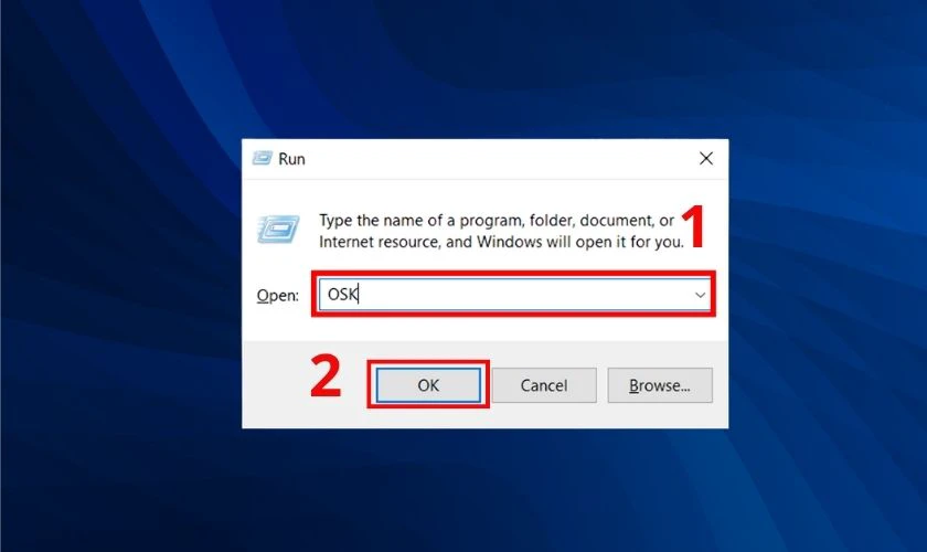 Mở b&agrave;n ph&iacute;m ảo Win 10 bằng hộp thoại Run