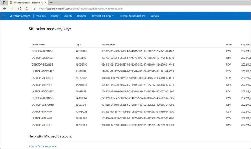 Cách tìm BitLocker Recovery Key