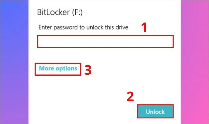 Nhập mật khẩu rồi bấm Unlock để mở khóa