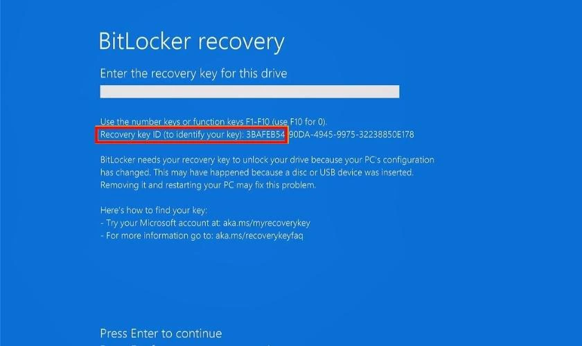 Sử dụng Key ID để tìm khóa khôi phục tương ứng trong danh sách khóa khôi phục
