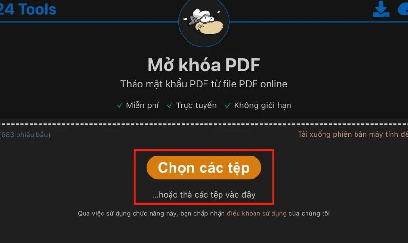 Bẻ khóa file PDF với công cụ PDF24 Tools