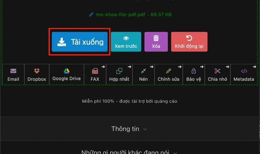 Chọn Tải xuống để lưu file PDF