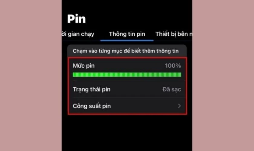 Các mục hiện lên màn hình