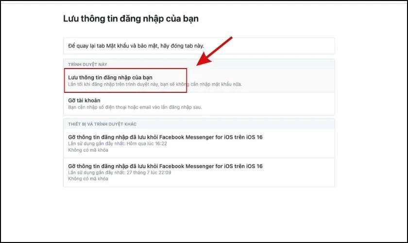 Bạn bấm Lưu thông tin đăng nhập của bạn trên Website