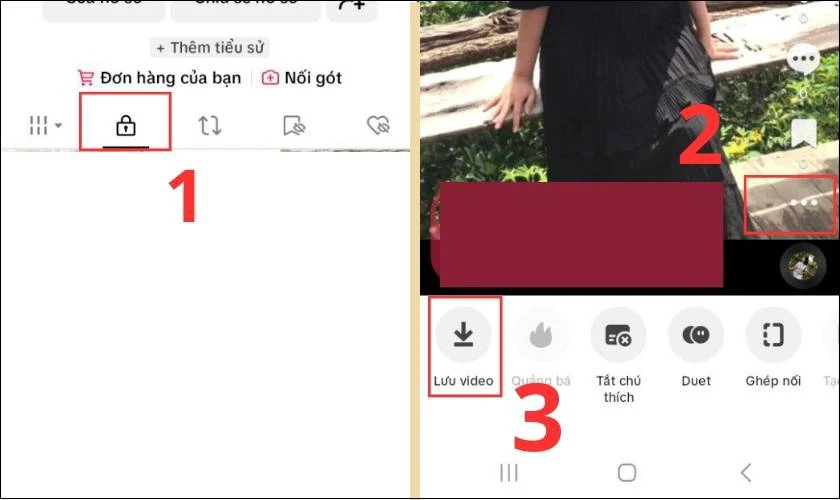 Chọn v&agrave;o biểu tượng Ba chấm v&agrave; lựa chọn mục Lưu video