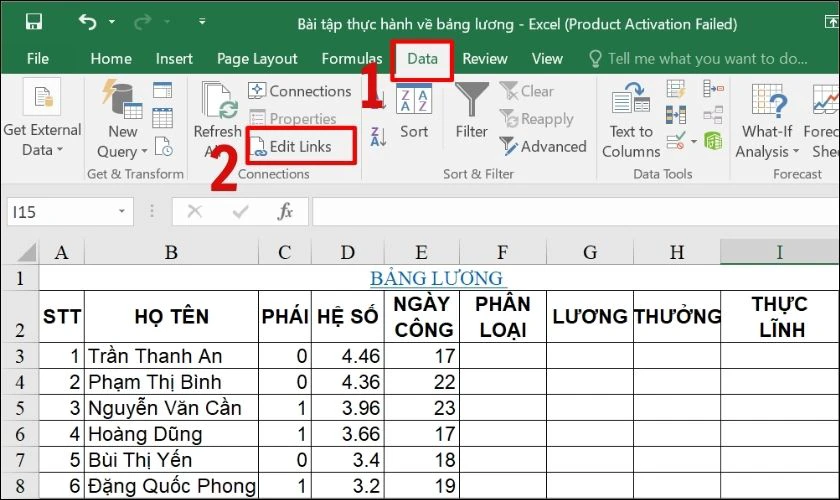 C&aacute;ch giảm dung lượng file Excel th&ocirc;ng qua x&oacute;a Data Links