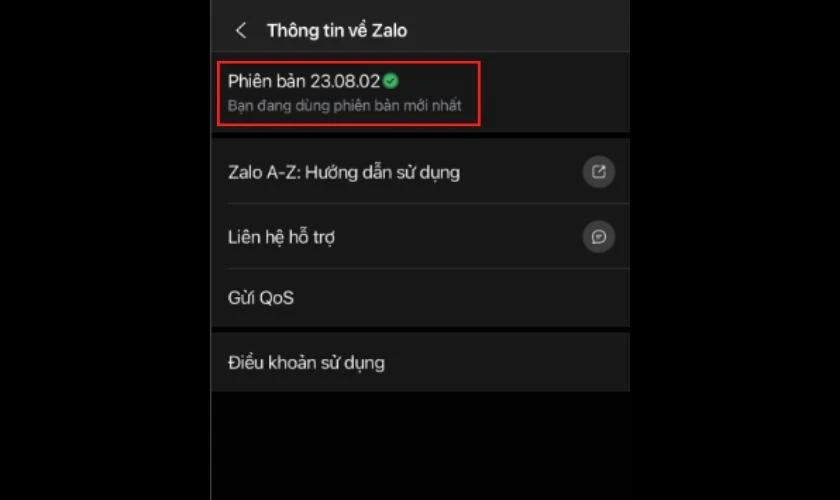 Kiểm tra phi&ecirc;n bản Zalo