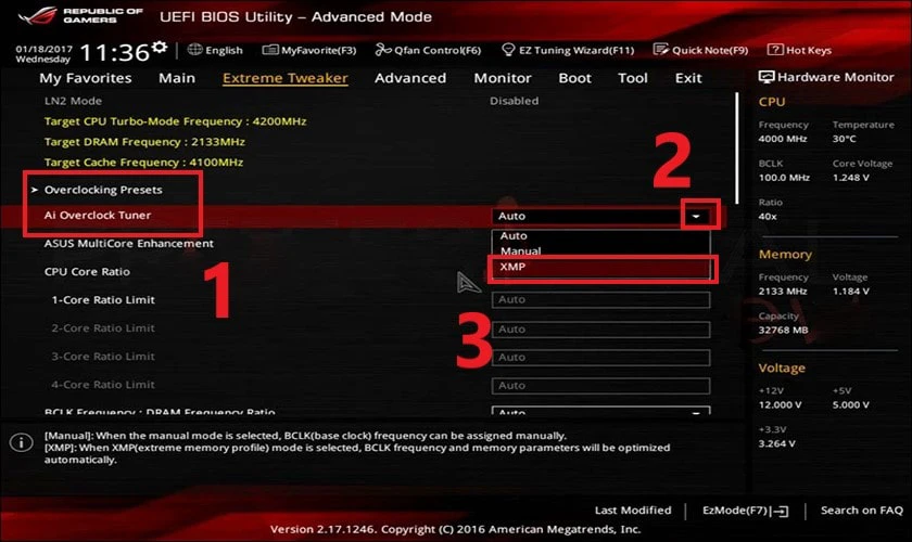 Kiểm tra và kích hoạt tính năng XMP trong BIOS/UEFI