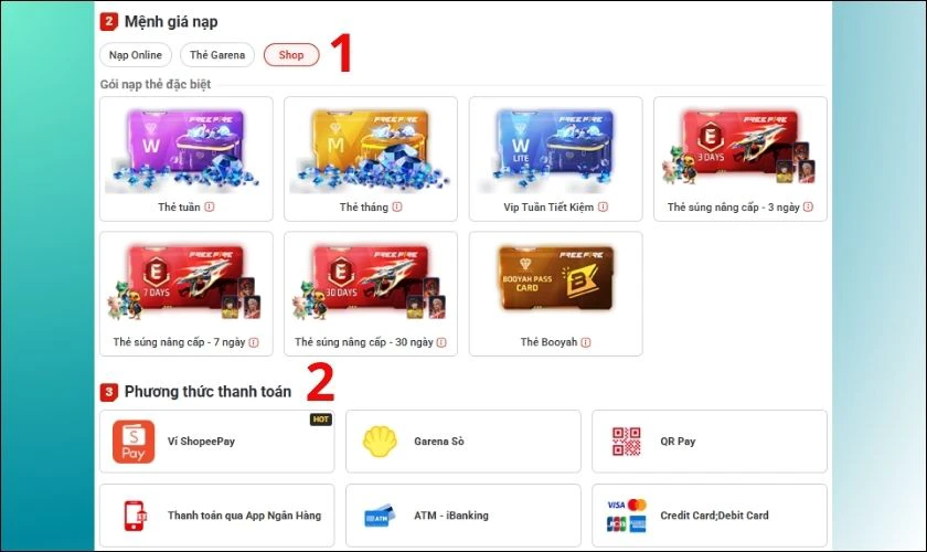 Chọn gói thẻ lên cấp phù hợp