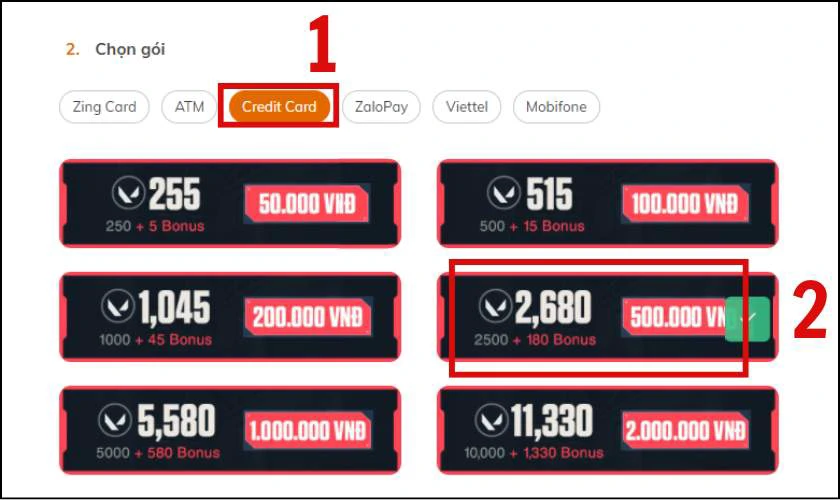 C&aacute;ch nạp Valorant bằng Credit Card