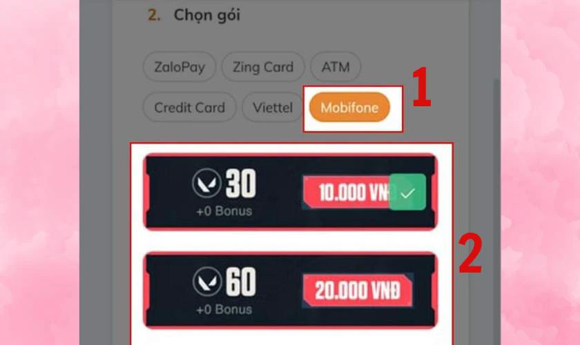 C&aacute;ch nạp Valorant bằng thẻ c&agrave;o Mobifone