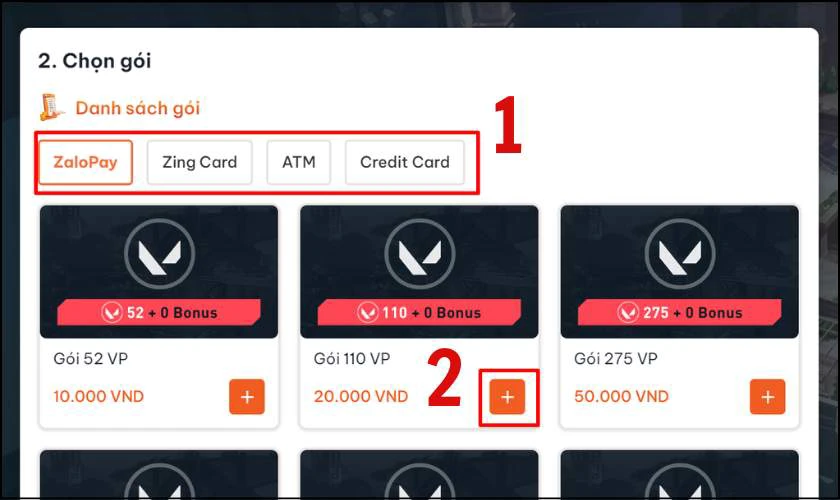 Nạp Valorant tr&ecirc;n trang chủ VNG nhanh