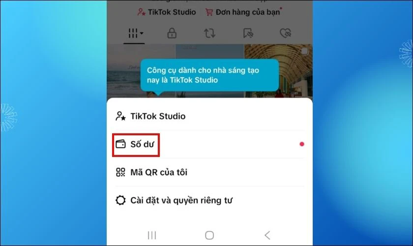 Nhấn chọn v&agrave;o mục Số dư