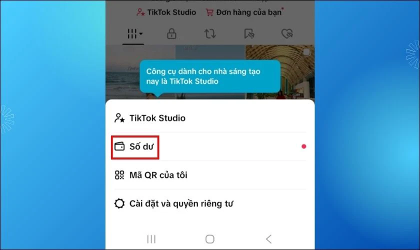 Nhấn chọn v&agrave;o mục Số dư