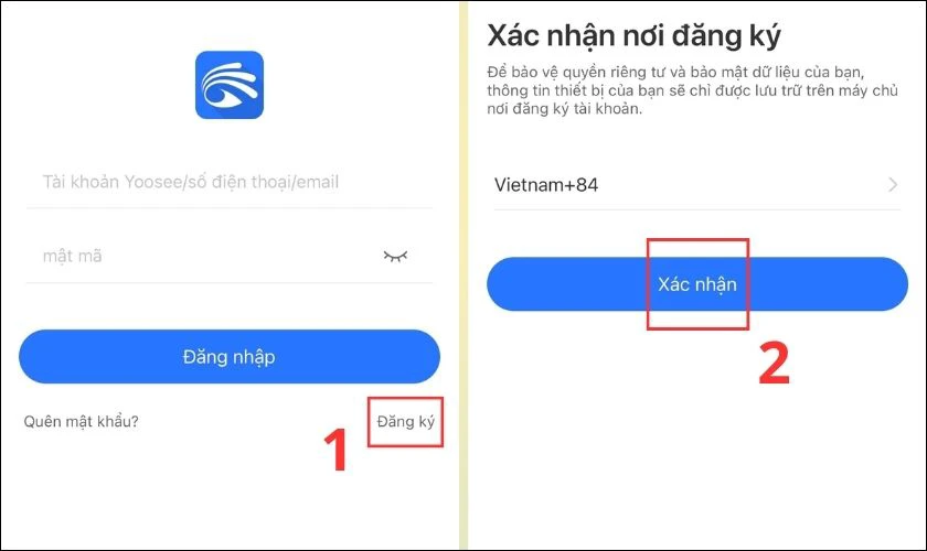 Mở ứng dụng l&ecirc;n v&agrave; chọn v&agrave;o Đăng k&yacute;