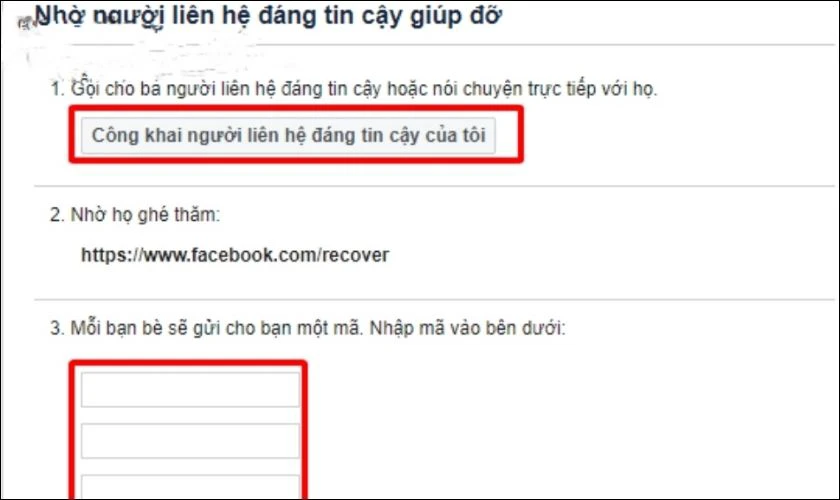 Chọn Công khai người liên hệ đáng tin cậy của tôi