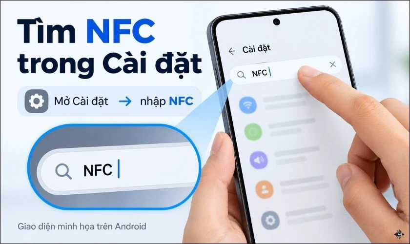 Mở ứng dụng Cài đặt và nhập từ khóa “NFC”