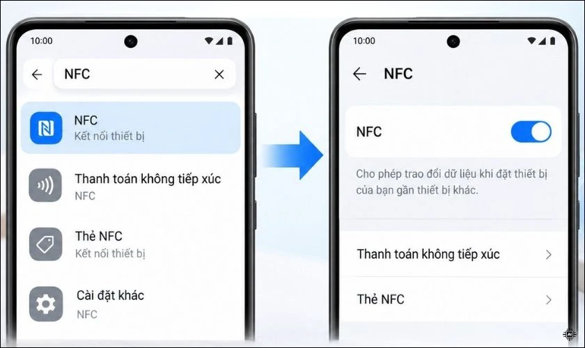 Nếu có mục NFC, bạn có thể mở mục này để xem trạng thái và tùy chọn bật, tắt