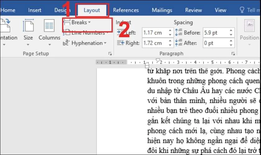 Sử dụng Section Breaks để ngắt trang