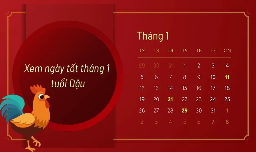 Xem ngày tốt tháng 1 năm 2026 tuổi Dậu