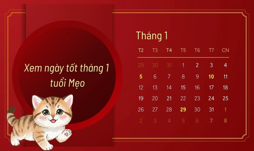 Xem ngày tốt tháng 1 năm 2026 tuổi Mẹo