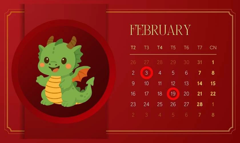 Xem ngày tốt tháng 2 năm 2026 tuổi Thìn