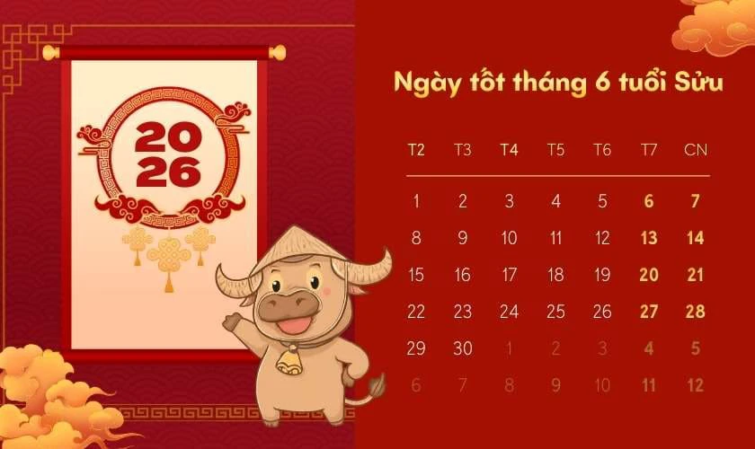 Xem ngày tốt tháng 6 năm 2026 tuổi Sửu
