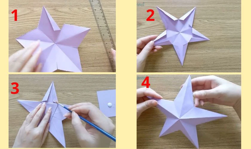 Dán 2 hình ngôi sao đơn lẻ đã gấp lại với nhau