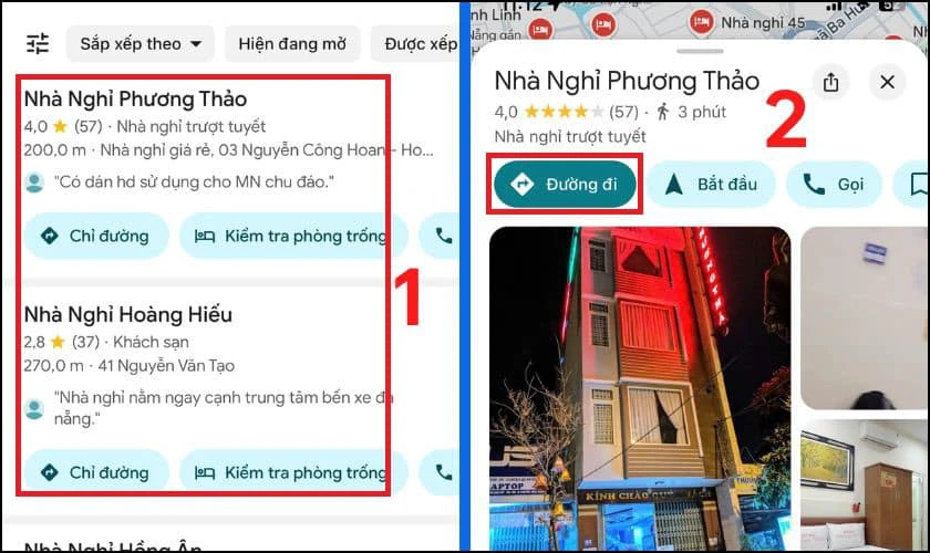 T&igrave;m nh&agrave; nghỉ gần đ&acirc;y 24/24 bằng Google Maps nhanh