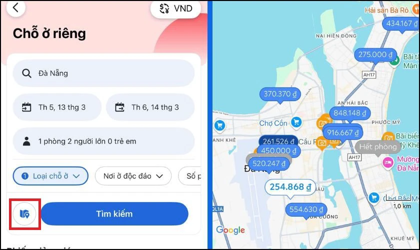 Nhấn chọn v&agrave;o biểu tượng T&igrave;m quanh đ&acirc;y