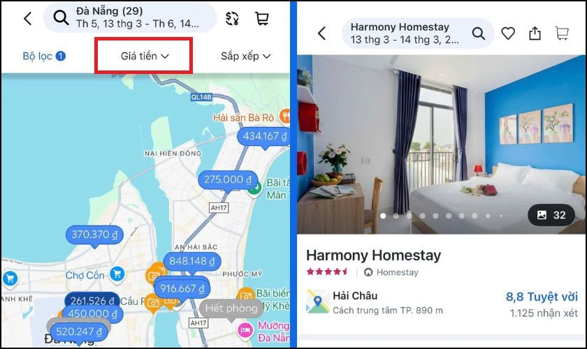 Bạn c&oacute; thể lọc kết quả theo gi&aacute; tiền
