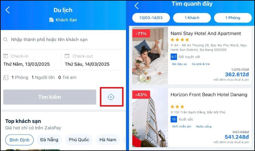 Nhấn chọn v&agrave;o T&igrave;m quanh đ&acirc;y
