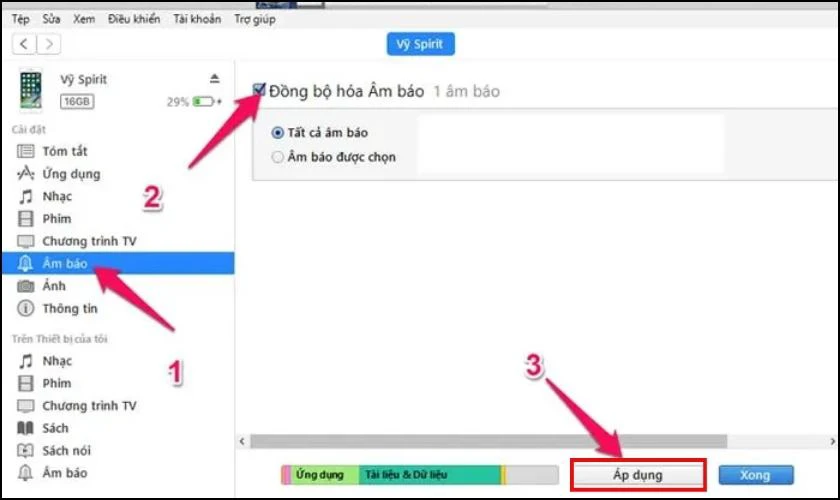 Chọn nhạc chu&ocirc;ng mới tạo v&agrave; nhấn &Aacute;p dụng để ho&agrave;n tất c&agrave;i đặt nhạc chu&ocirc;ng cho iPhone 11