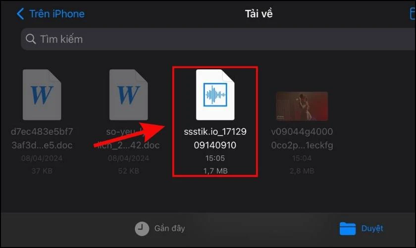 Chọn file c&oacute; chứa b&agrave;i h&aacute;t mong muốn c&agrave;i nhạc chu&ocirc;ng cho iPhone 11