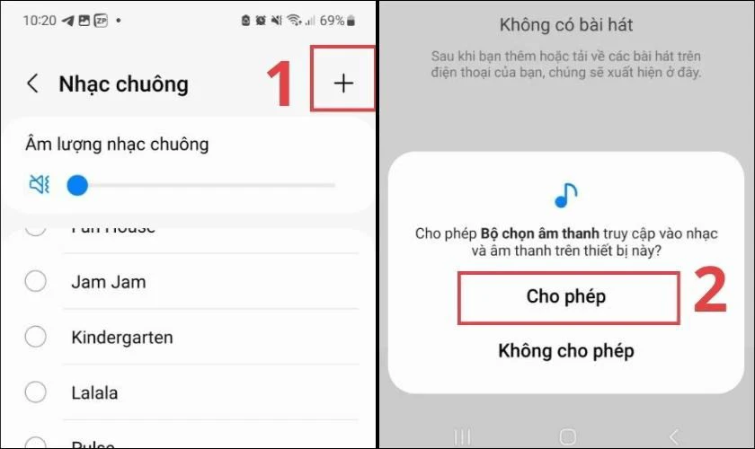 Chọn Thêm nhạc chuông hoặc Từ bộ nhớ, sau đó chọn file nhạc Tết đã chuẩn bị và lưu lại